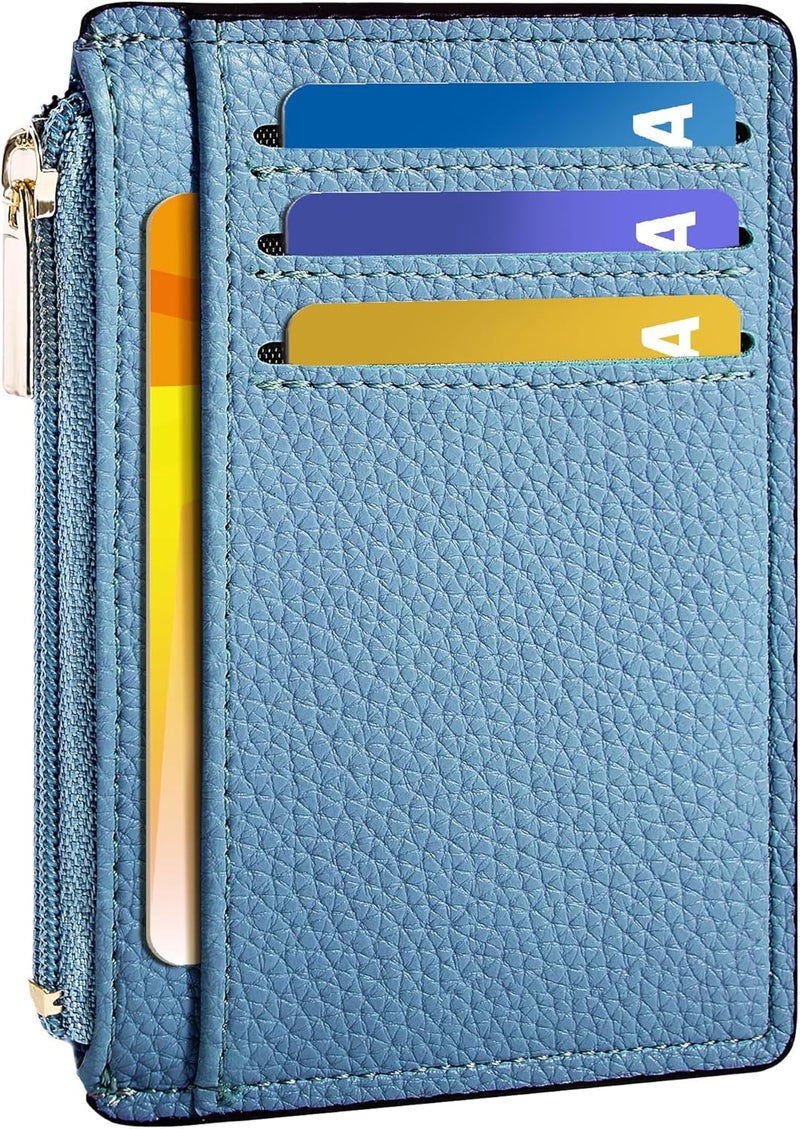 Tipmile Credit Card Holder for Women Slim Minimalist Front Pocket RFID Blocking Wallet Small Compact Card Case with ID Window, Sky Blue - Image 1